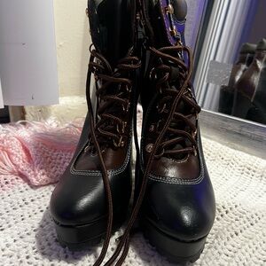 Lace-Up Heeled Booties